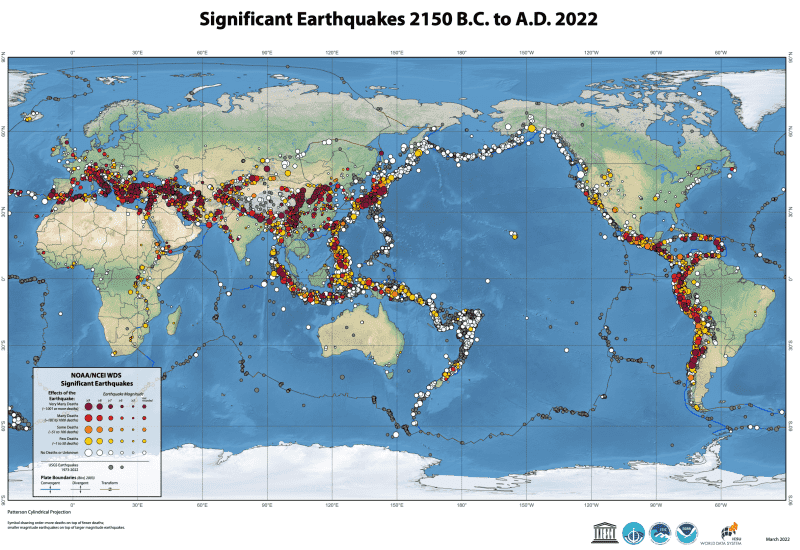 지진 발생 규모 - NOAA
